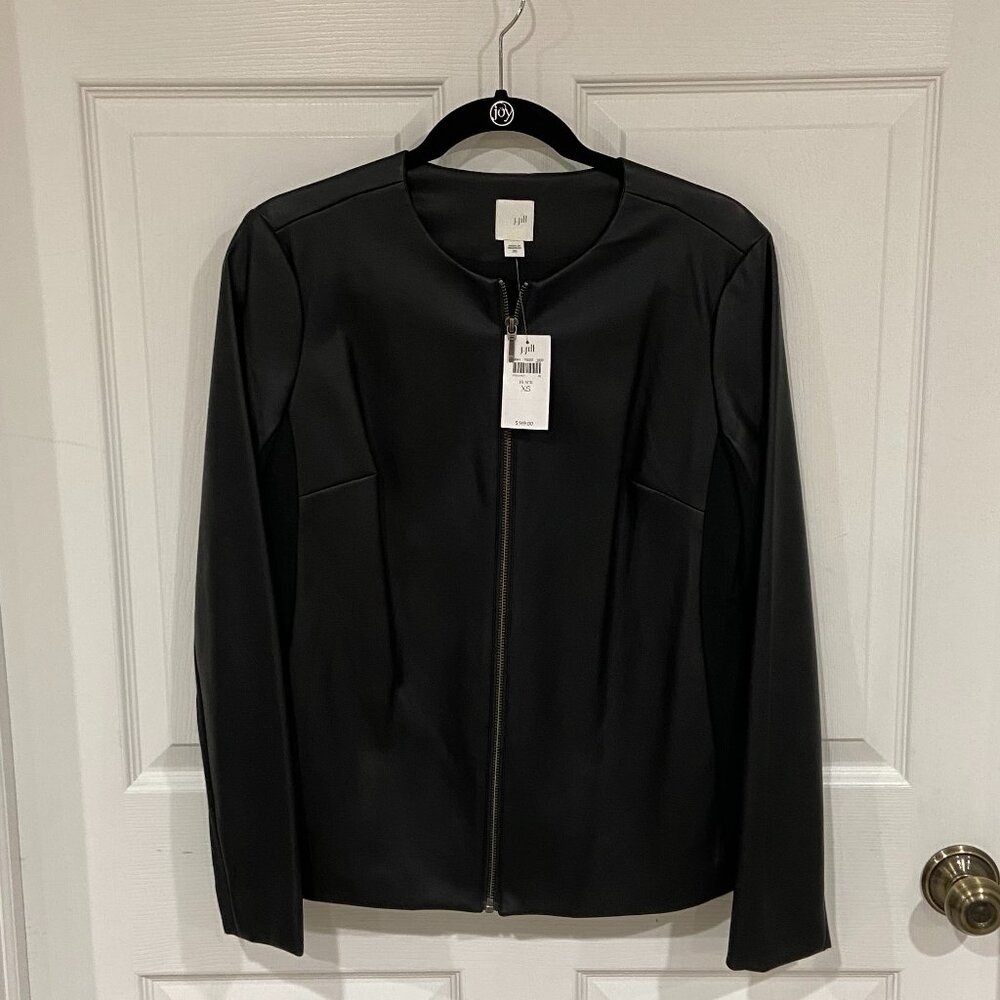 J. Jill Black Faux Leather Lined Jacket - Size XS - NWT